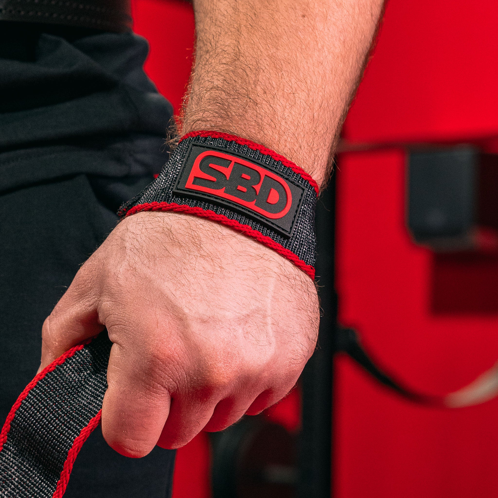 SBD Lifting Straps Gym Schwarz Rot Details