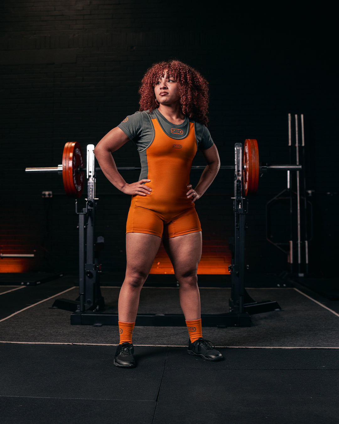 Women's Forge Orange Powerlifting Singlet